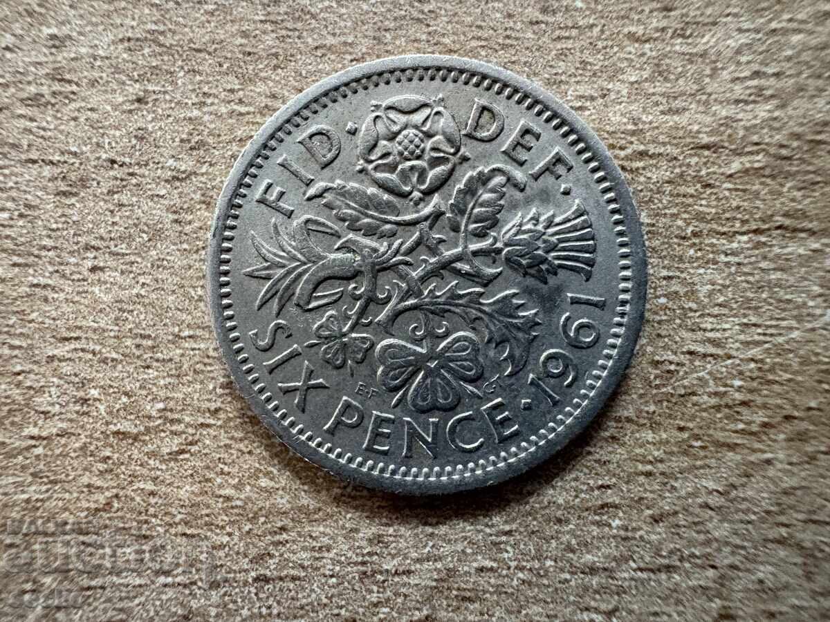 Великобритания - 6 пенса (1961)