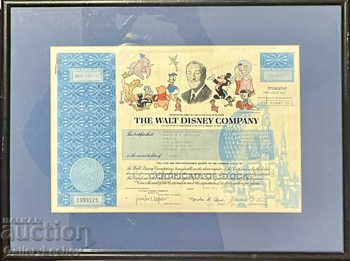 Συλλεκτικό χάρτινο μετοχή της Walt Disney