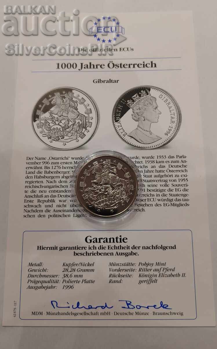 Аукцион МЕД 2.8 Екю 1000г. Австрия 1996 Гибралтар Аукцион МЕД 2.8 Екю 1000г. Австрия 1996 Гибралтар