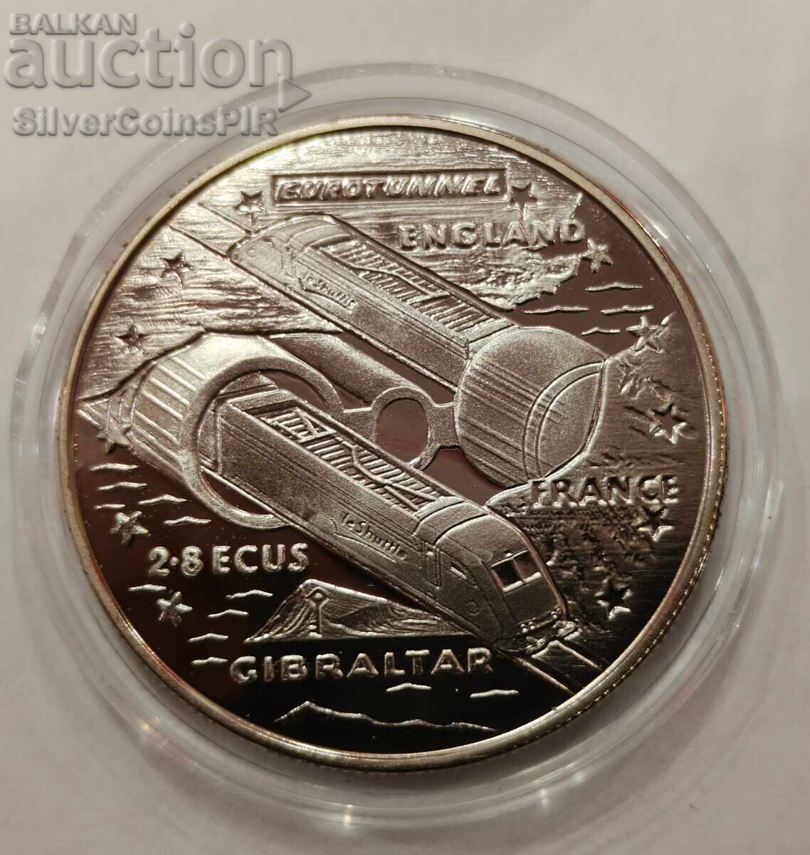 МЕД 2.8 Екю Евротунел 1993 Гибралтар МЕД 2.8 Екю Евротунел 1993 Гибралтар