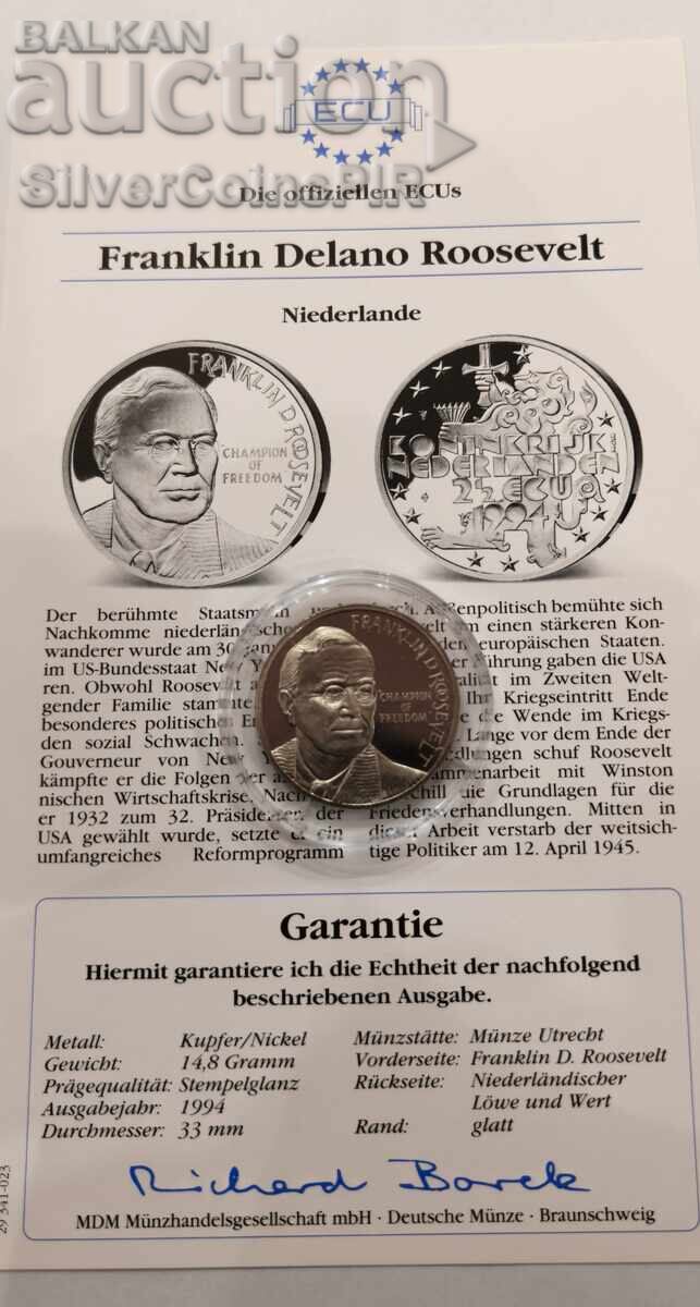 Auction  COPPER 2.5 ECU Franklin Roosevelt 1994 Netherlands