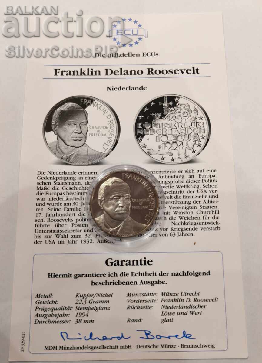 Delivery of 10 ECU Franklin Roosevelt 1994 Netherlands Delivery of 10 ECU Franklin Roosevelt 1994 Netherlands