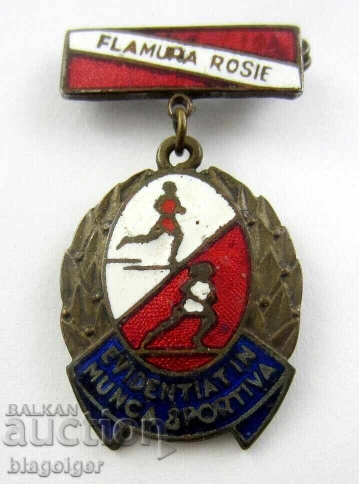 Спорт-Наградна значка-Соц Румъния-Емайл Спорт-Наградна значка-Соц Румъния-Емайл