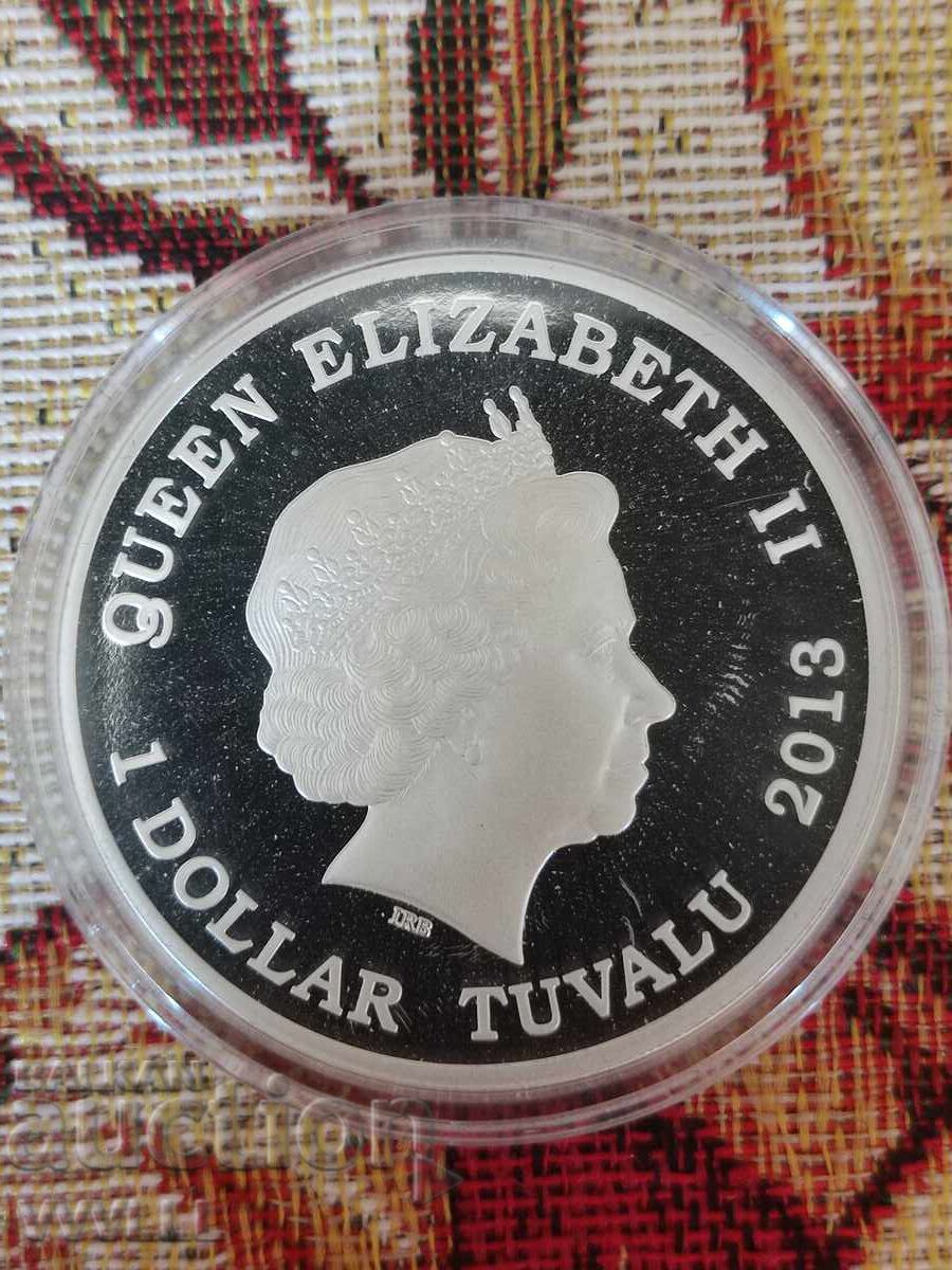 2013 1 Dollar. Tuvalu. Монета с български мотив. с цена € 450.00 | 880.12 лв. 2013 1 Dollar. Tuvalu. Монета с български мотив. с цена € 450.00 | 880.12 лв.