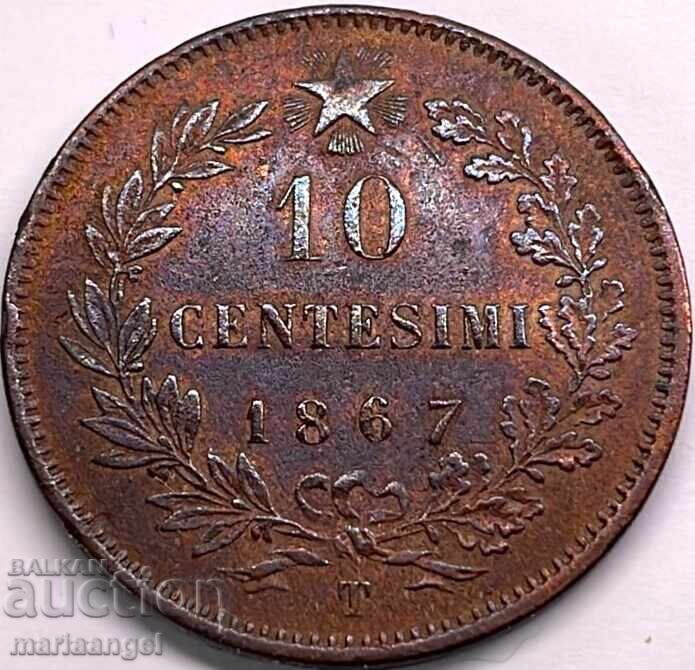 Livrarea 10 centesimi 1867 Italia T - Torino Victor Emanuel - rar! Livrarea 10 centesimi 1867 Italia T - Torino Victor Emanuel - rar!