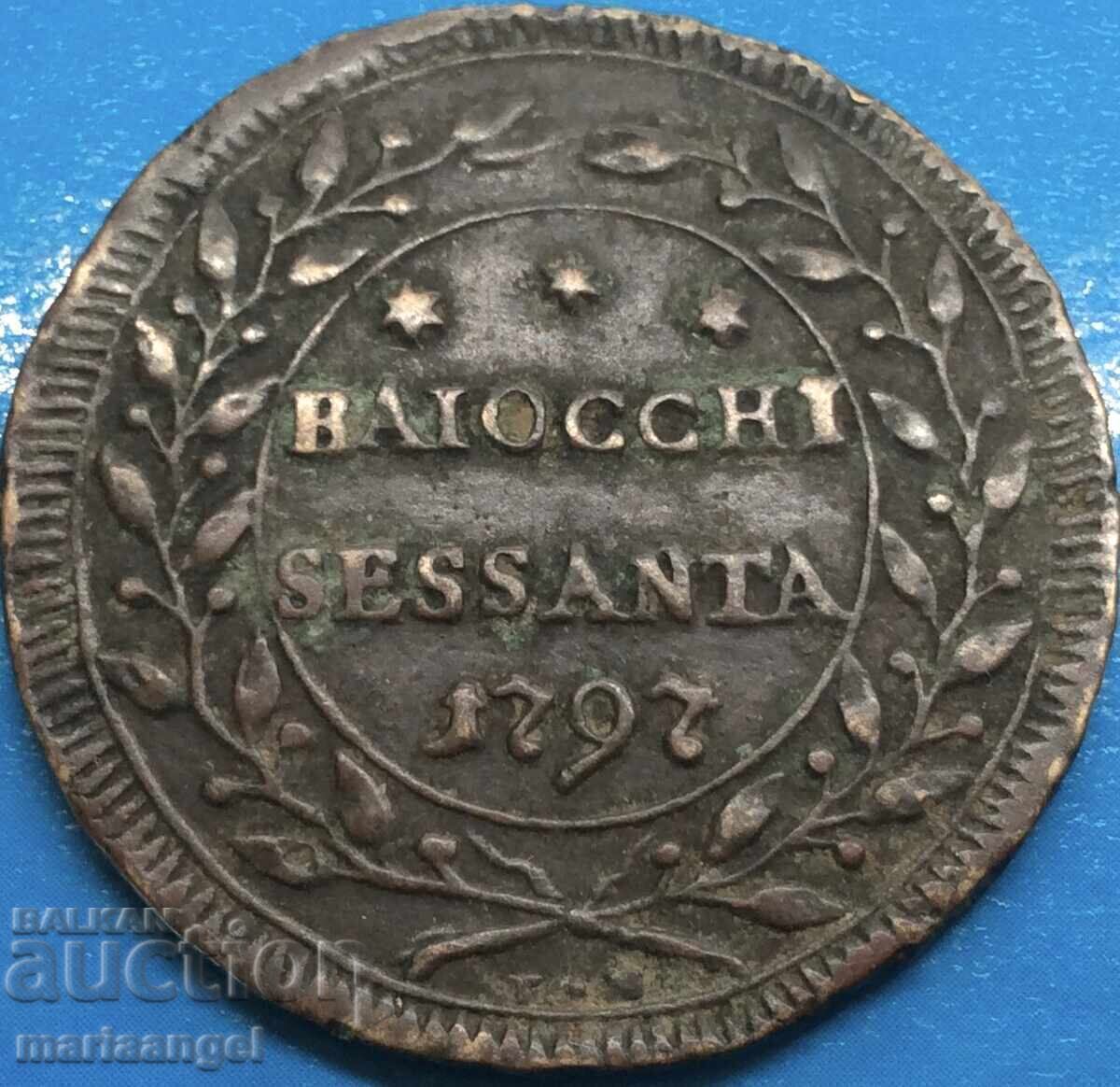 Pius VI 1797 60 baiochi (Sesanta) Vatican 14,47g ΣΠΑΝΙΟ - 7 Pius VI 1797 60 baiochi (Sesanta) Vatican 14,47g ΣΠΑΝΙΟ - 7