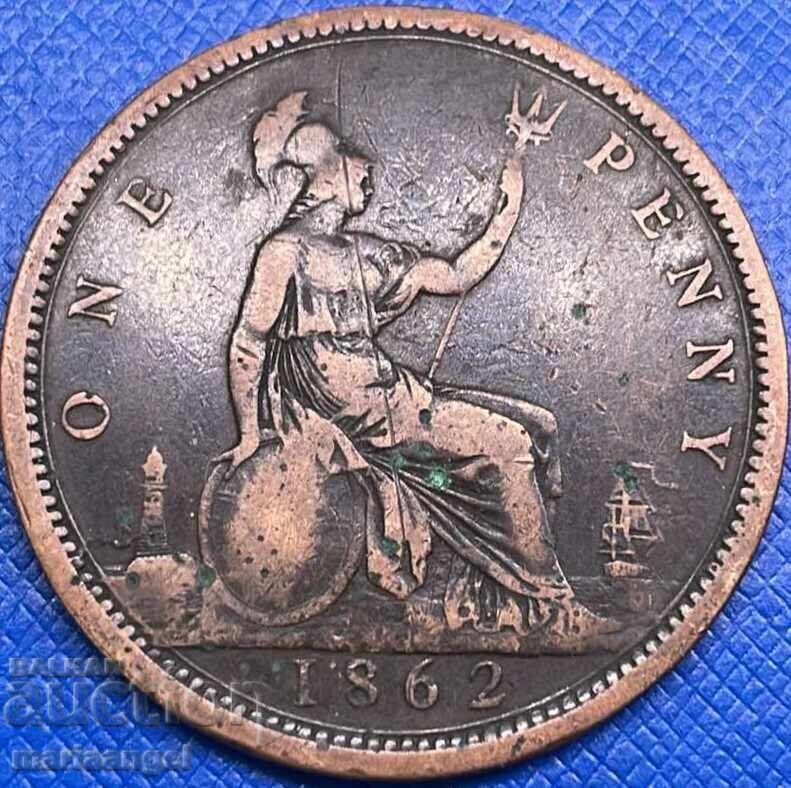 Marea Britanie 1 penny 1862 30mm bronz - 5 Marea Britanie 1 penny 1862 30mm bronz - 5