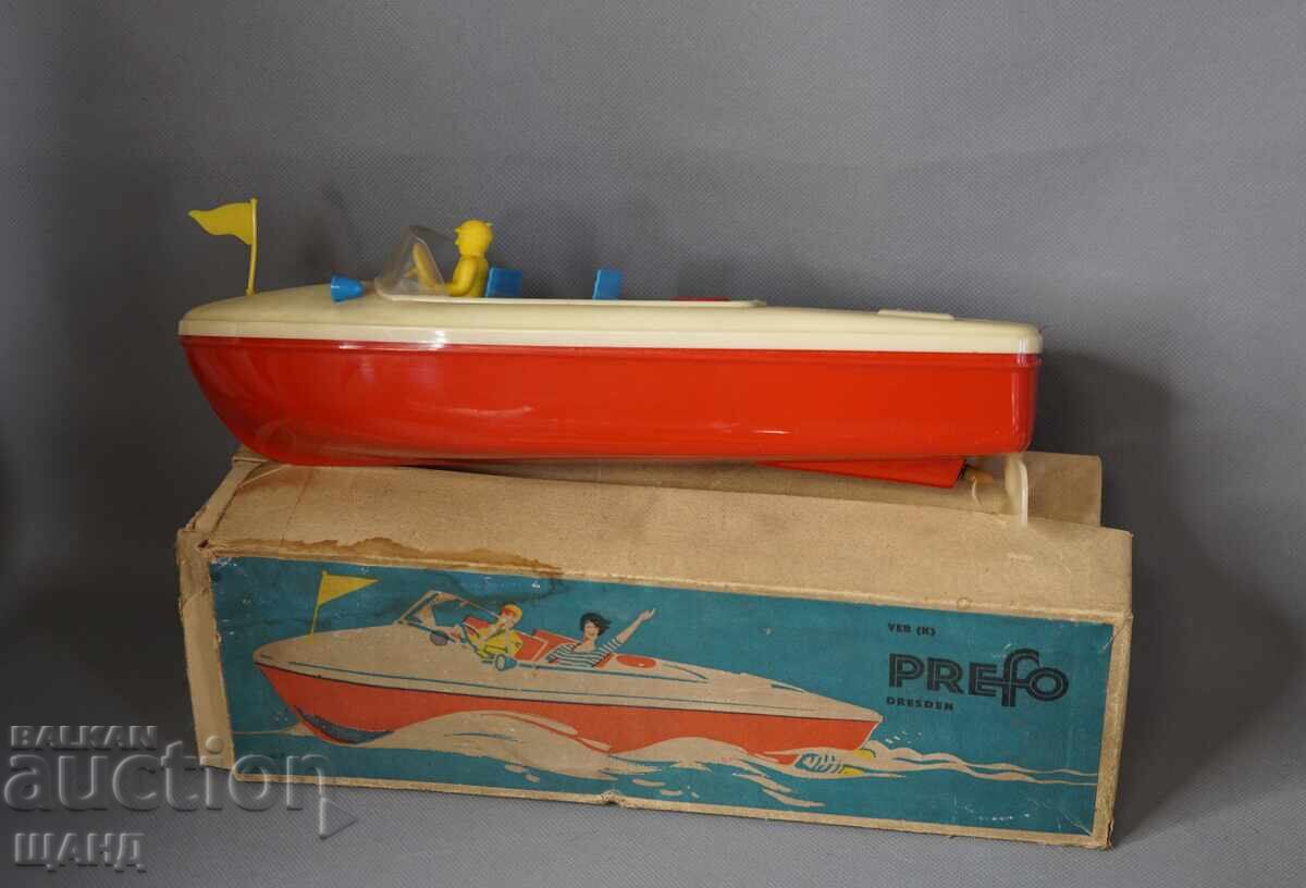 PREFO Old German plastic toy model boat with box