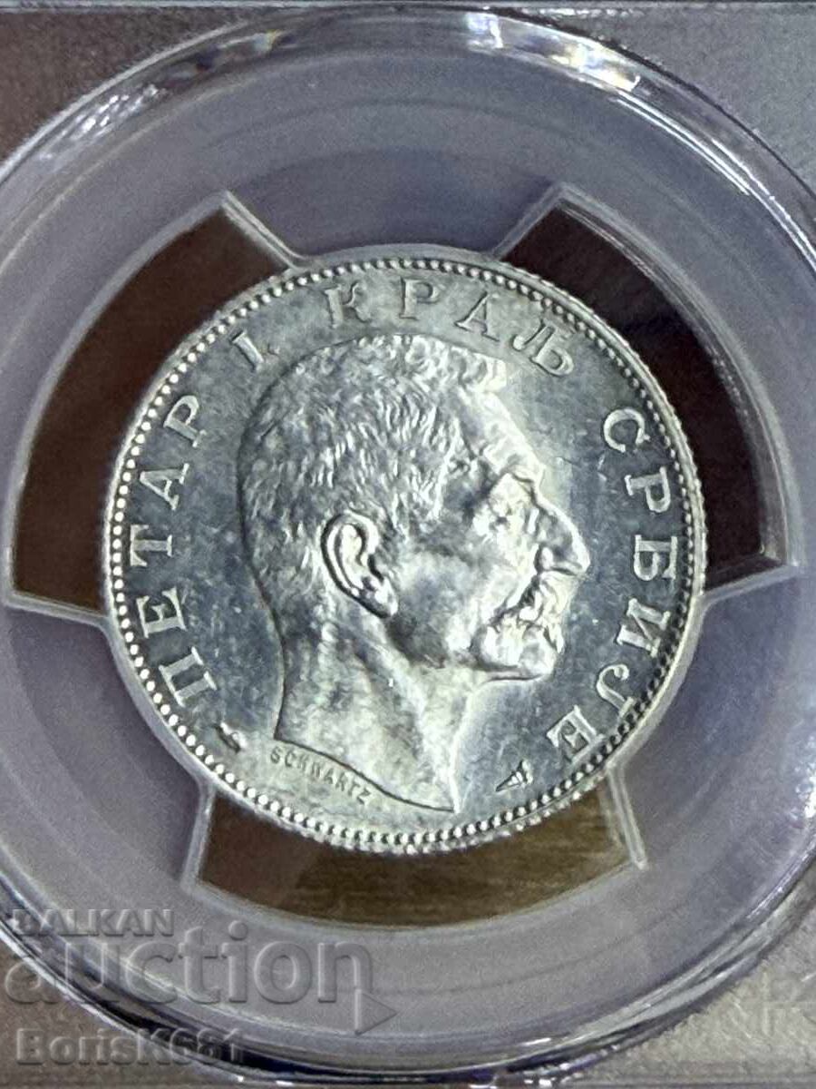 Licitație Serbia 2 Dinari 1915 UNC Detaliu