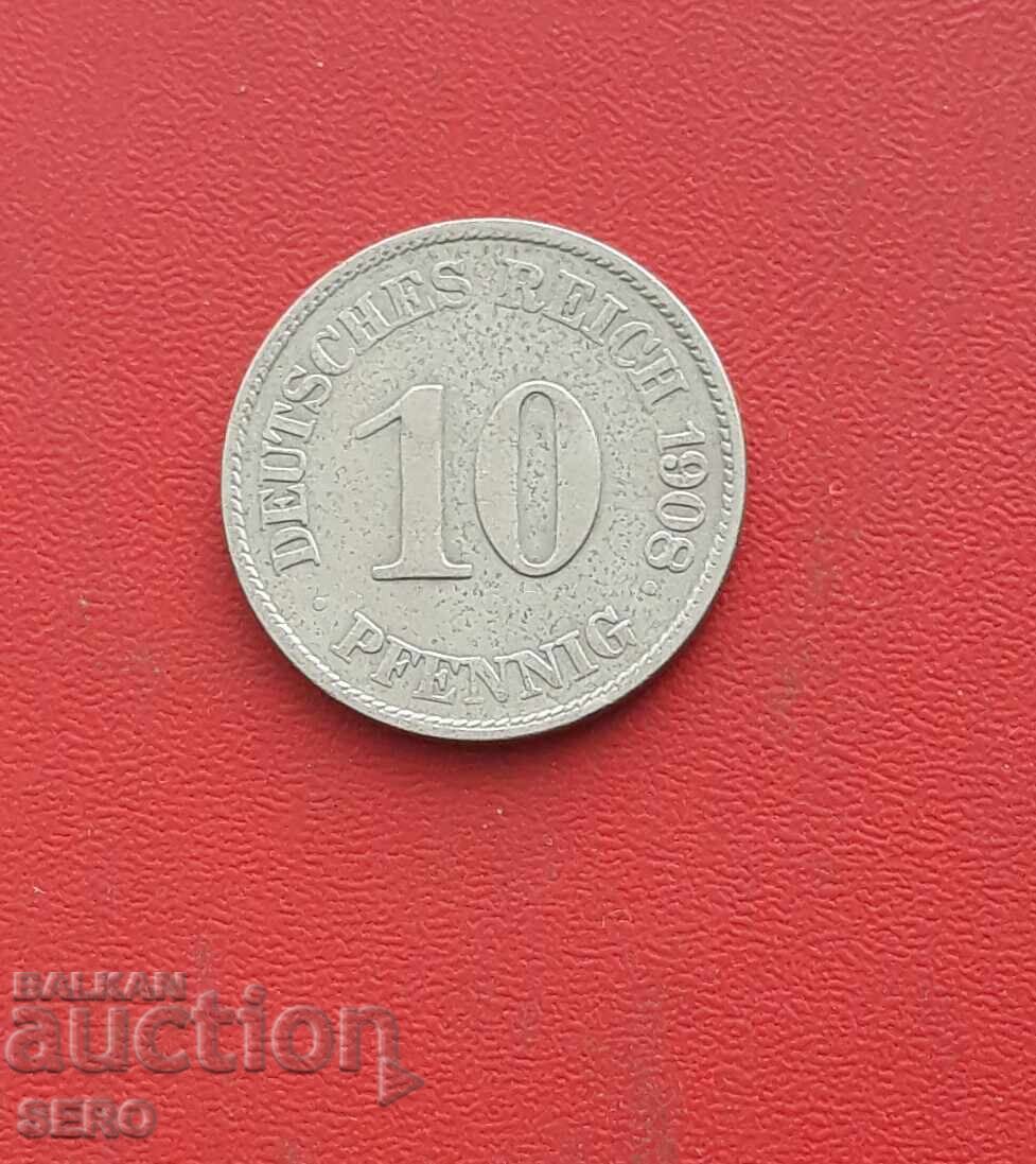Γερμανία-10 pfennigs 1908 E-Muldenhüten