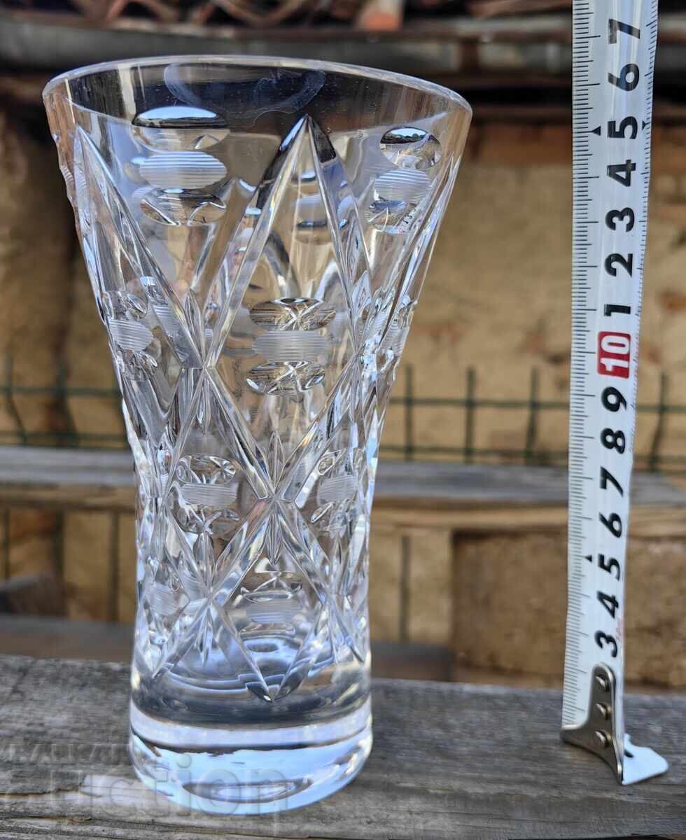 OLD CRYSTAL GLASS VASE - 5