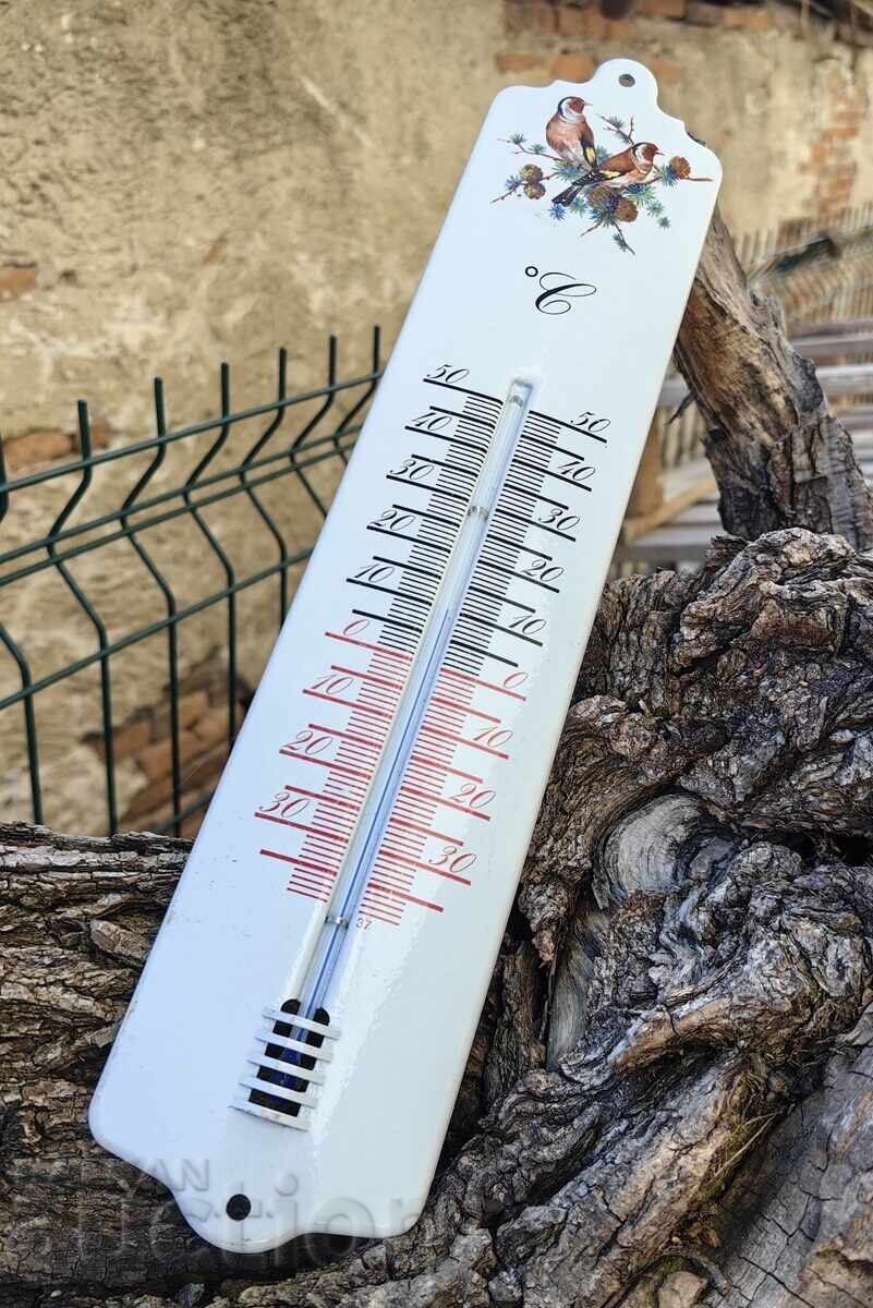 Auction  LARGE ENAMELED ROOM THERMOMETER