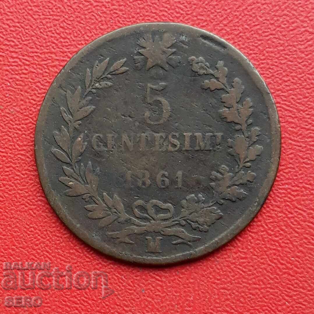 Italia-5 cenți 1861 M-Milano Italia-5 cenți 1861 M-Milano