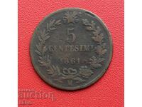 Italy-5 cents 1861 M-Milano