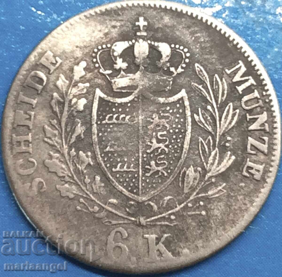 Вюртемберг 6 кройцера 1827 Германия Вилхелм сребро -рядка! с цена € 26.00 | 50.85 лв.