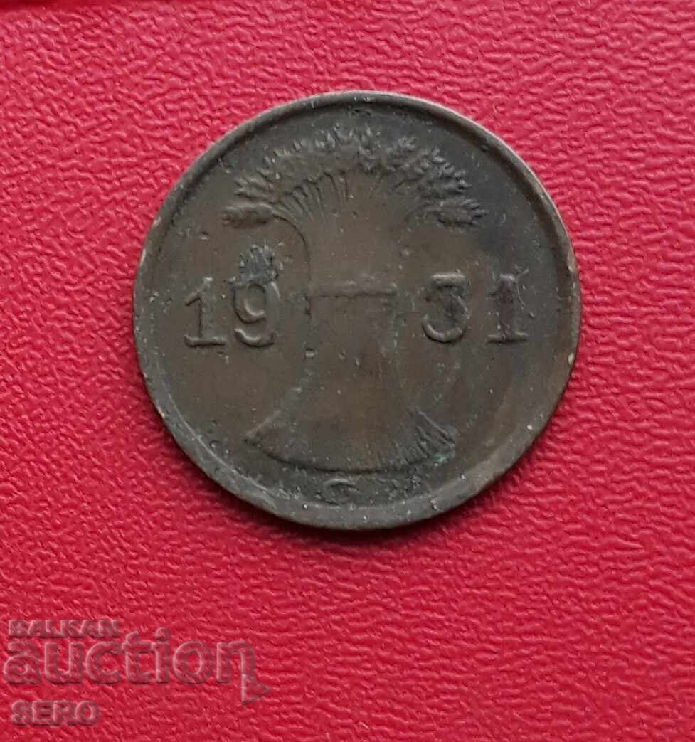 Γερμανία - 1 πφένιγκ 1931 G - Καρλσρούη με τιμή € 0.40 | 0.78 BGN Γερμανία - 1 πφένιγκ 1931 G - Καρλσρούη με τιμή € 0.40 | 0.78 BGN