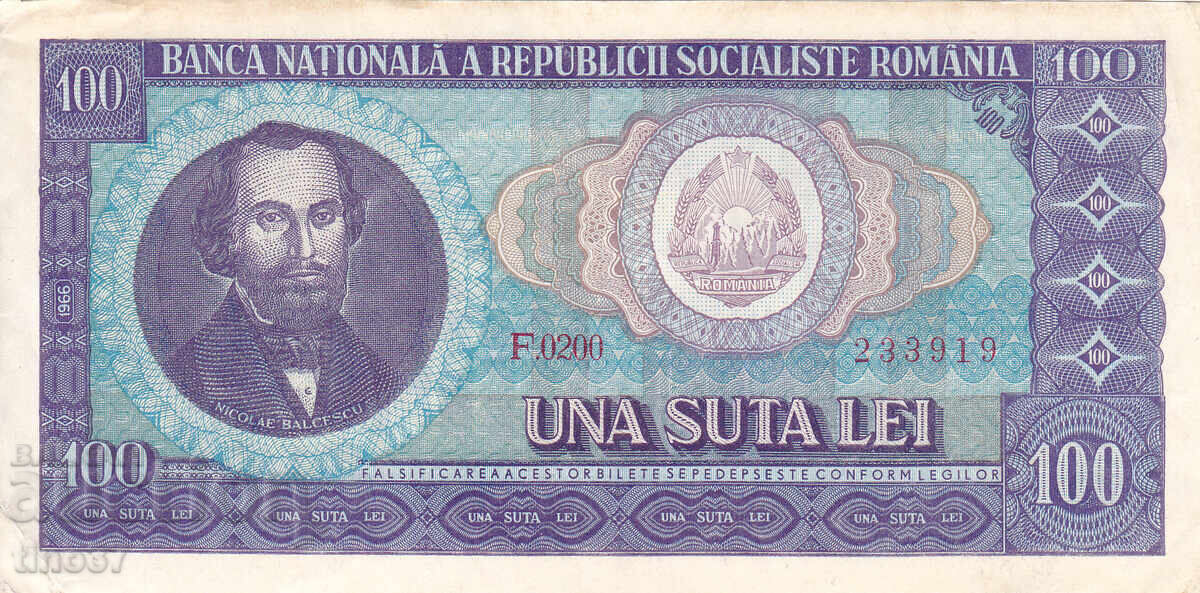 tino37- ROMANIA - 100 LEI - 1966 - XF with price € 1.90 | 3.72 BGN