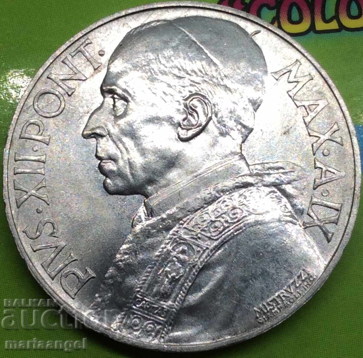 10 Lira 1947 Vatican Pius XII UNC FDS - αρκετά σπάνιο - 5