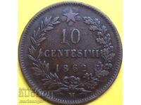 10 chentesimi 1862 Ιταλία Μ-Μιλάνο Βίκτωρ Εμμανουήλ 30 χιλ