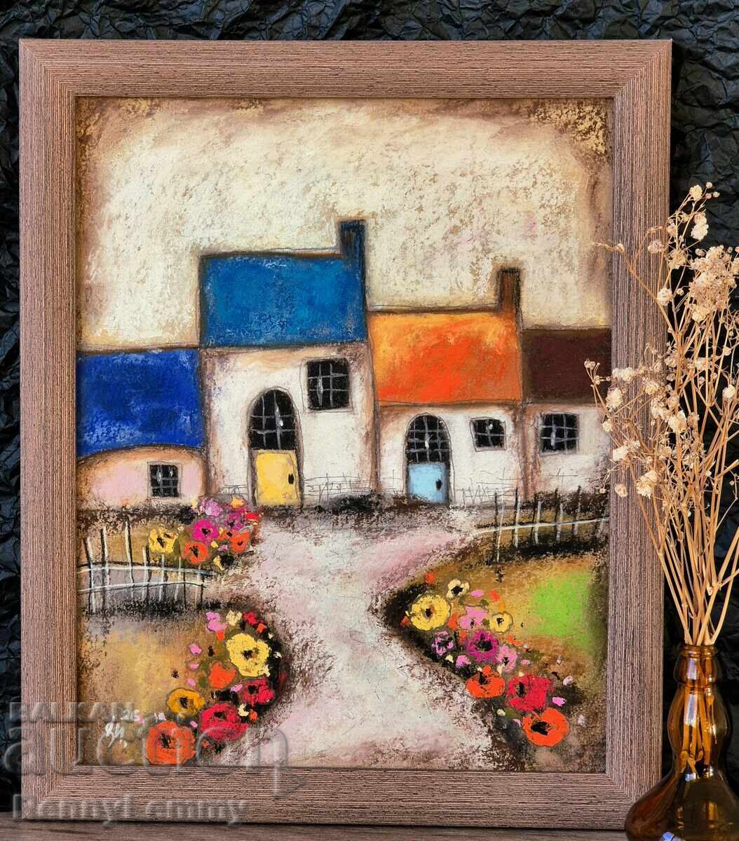 The Courtyard, pastel painting, original The Courtyard, pastel painting, original