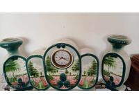 Art Deco mantel clock with vases