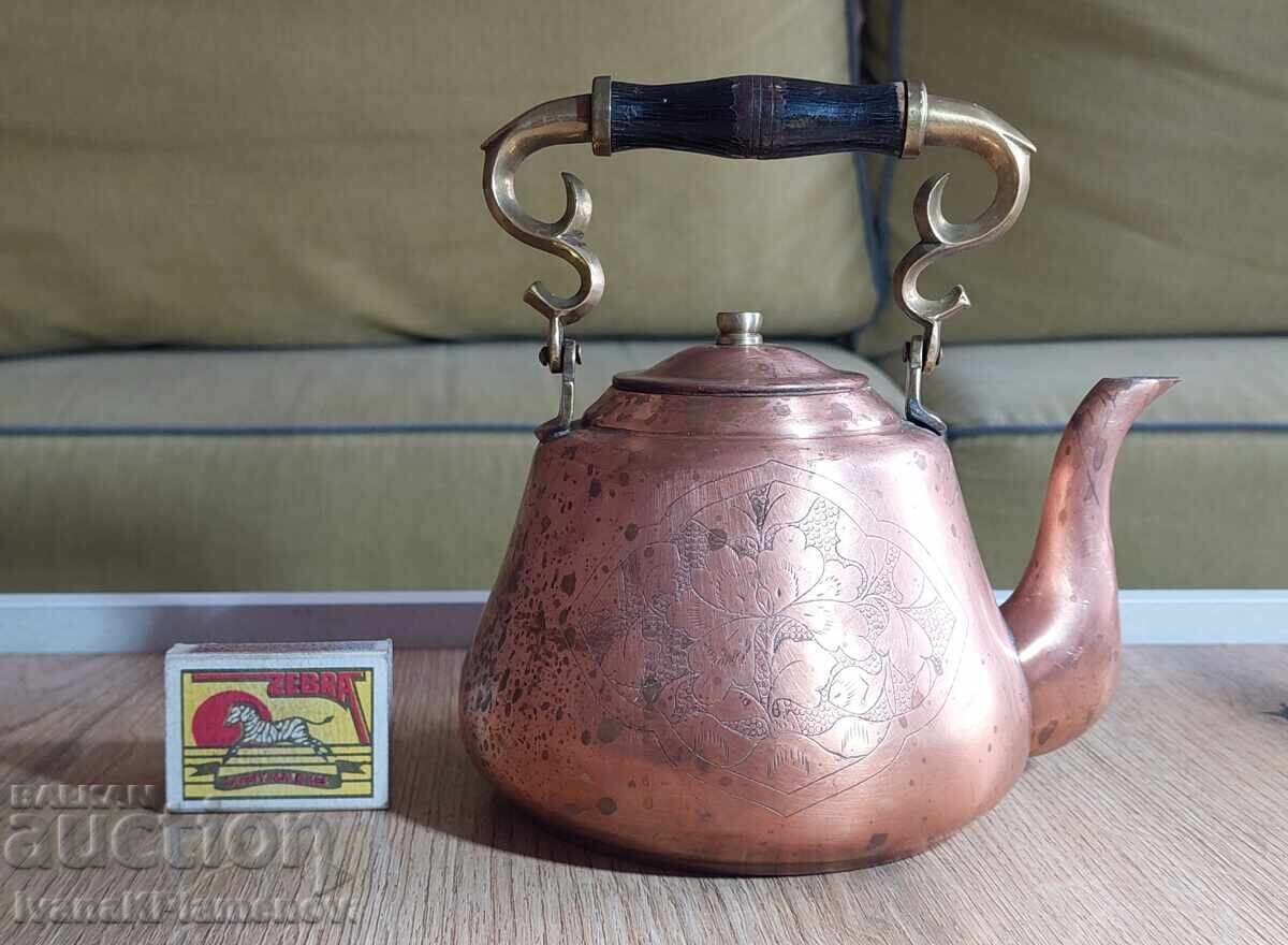 Чайник мед с масивна дръжка от бронз за ценители - 6