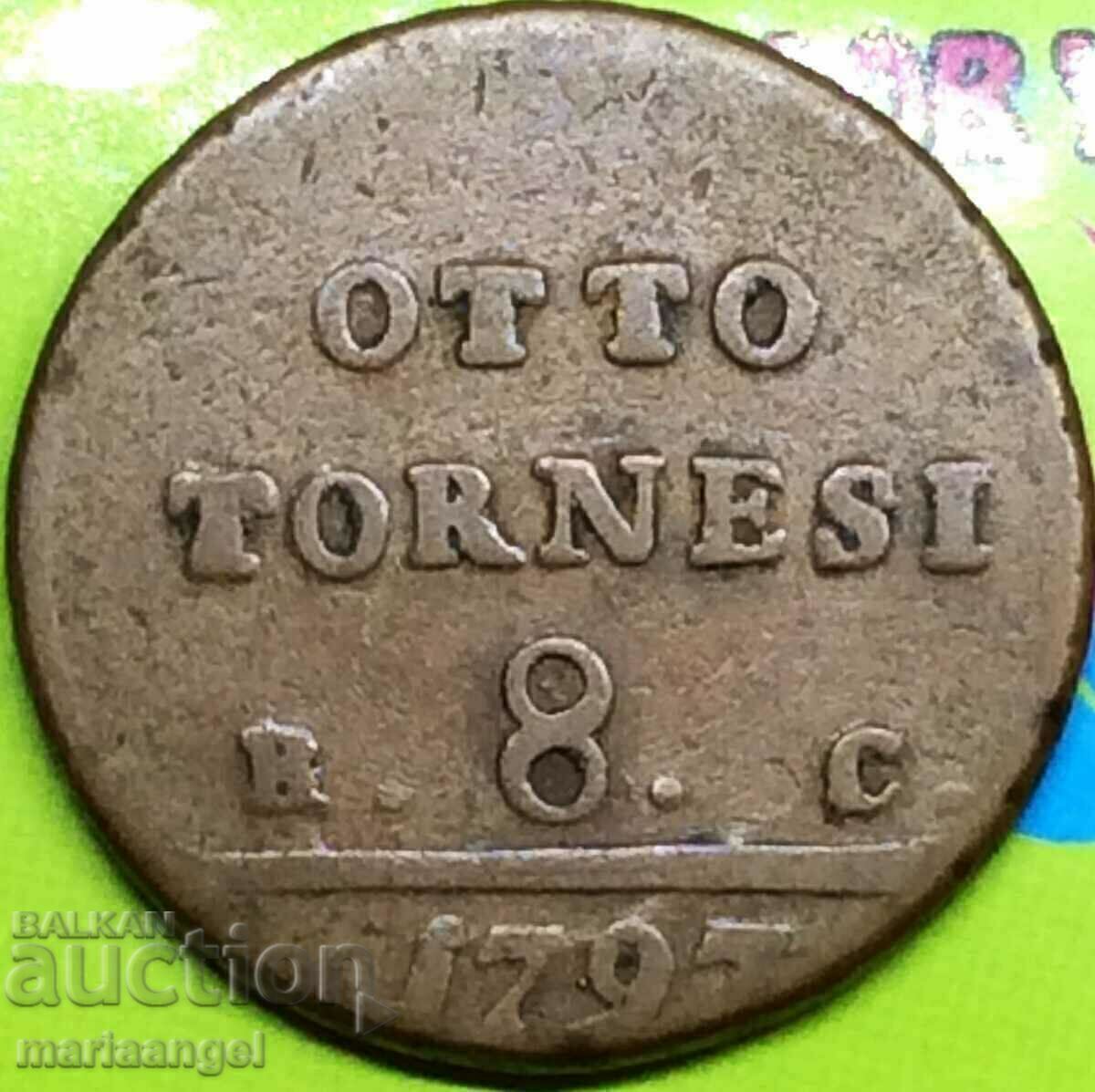 Livrarea Napoli 8 Tornesi 1797 Italia 15,14g miere