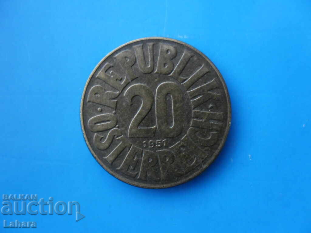 20 гроша 1951 г. Австрия