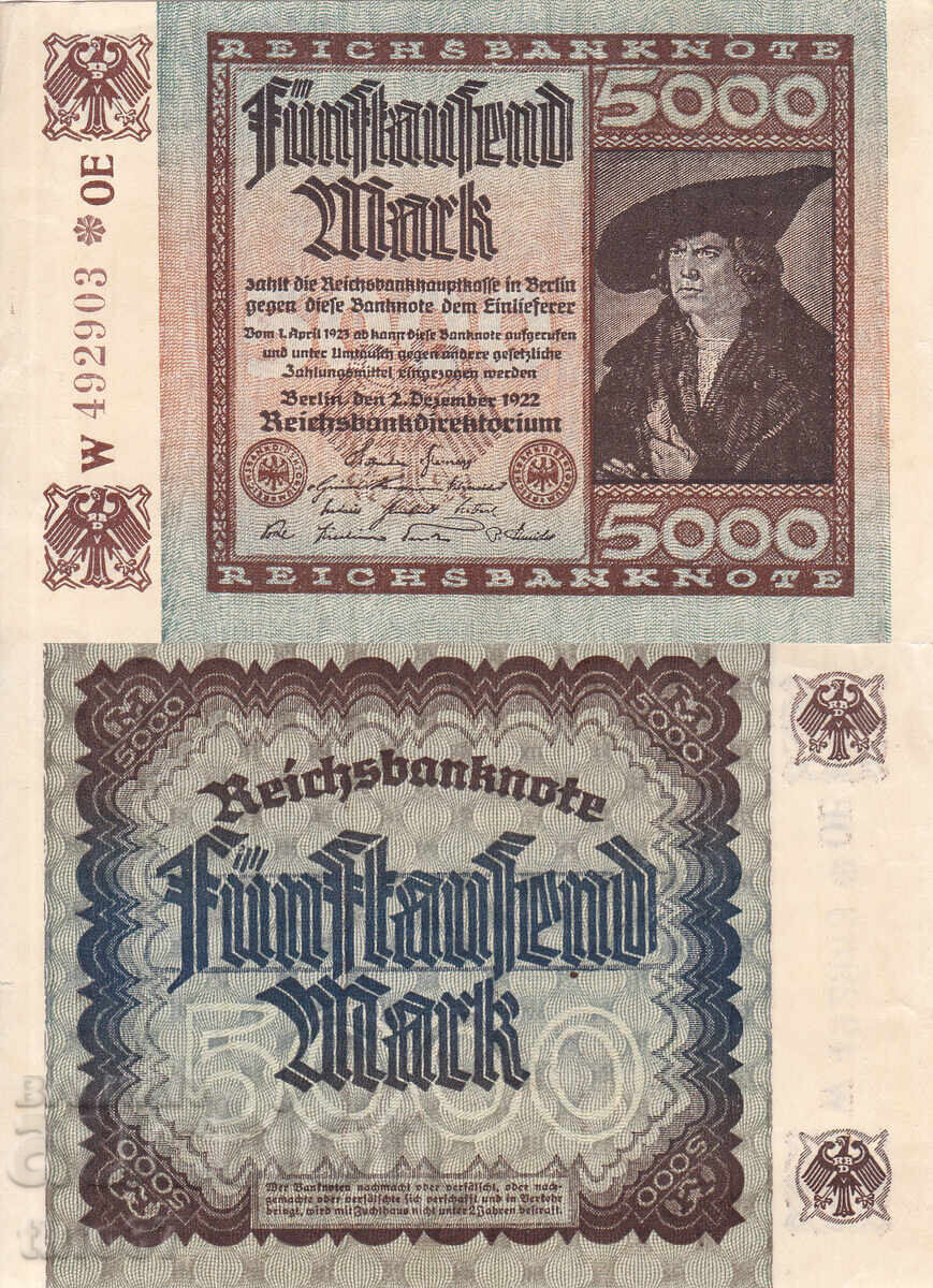 tino37- ГЕРМАНИЯ - 5000 МАРКИ - 1922г - VF tino37- ГЕРМАНИЯ - 5000 МАРКИ - 1922г - VF