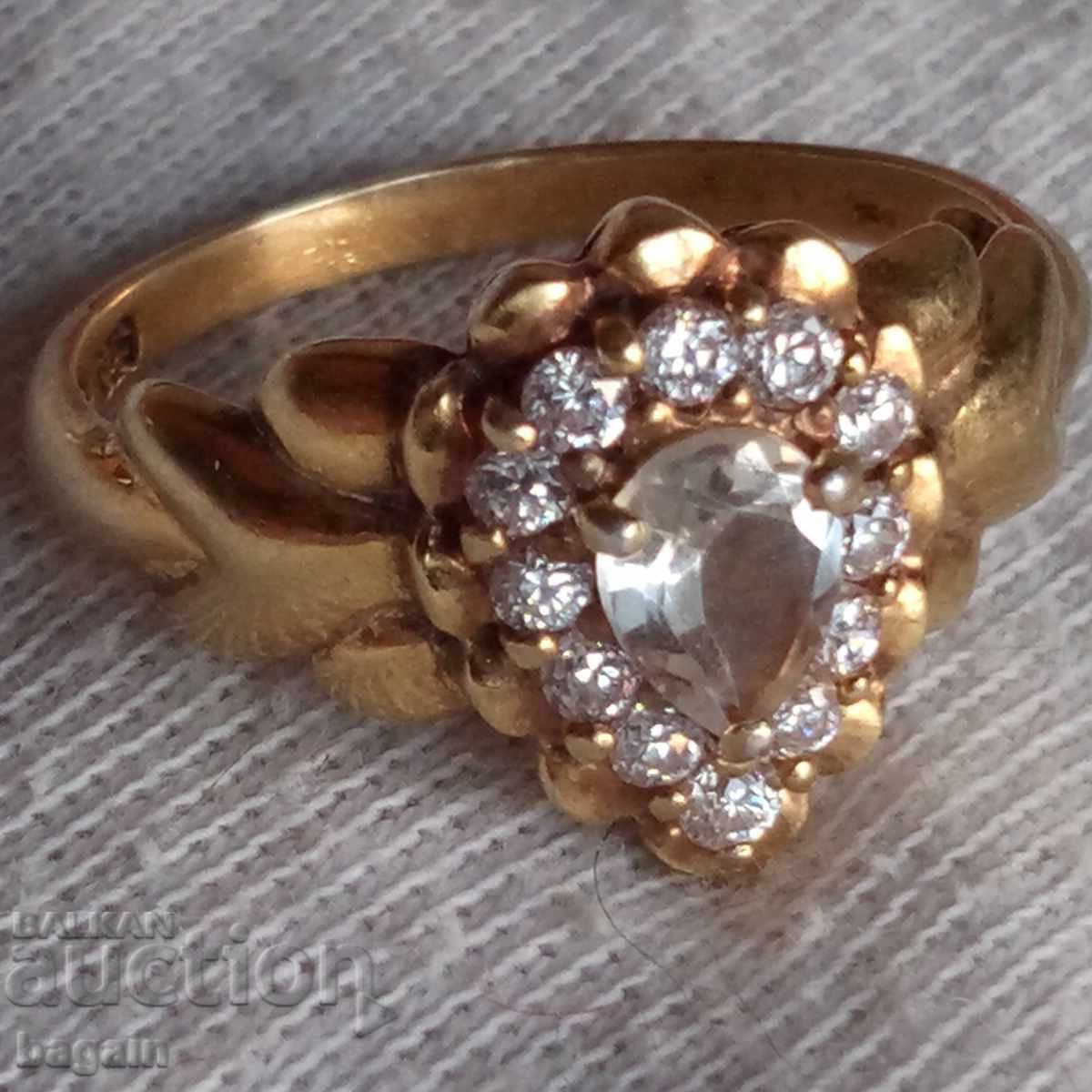 Δαχτυλίδι με μεγάλο τουρμαλίνη. Ασημένιο με επιχρύσωμα με τιμή € 41.00 | 80.19 BGN