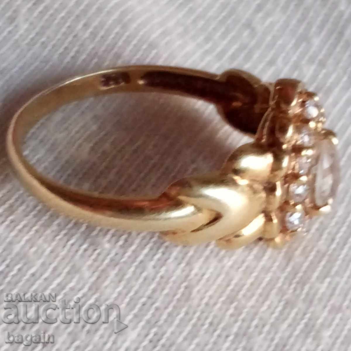 Δημοπρασία Δαχτυλίδι με μεγάλο τουρμαλίνη. Ασημένιο με επιχρύσωμα