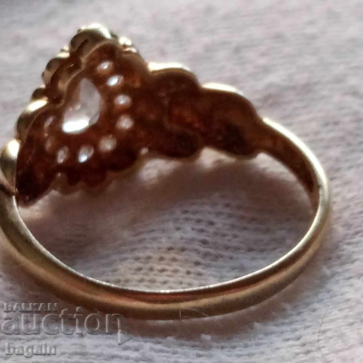 Παράδοση Δαχτυλίδι με μεγάλο τουρμαλίνη. Ασημένιο με επιχρύσωμα