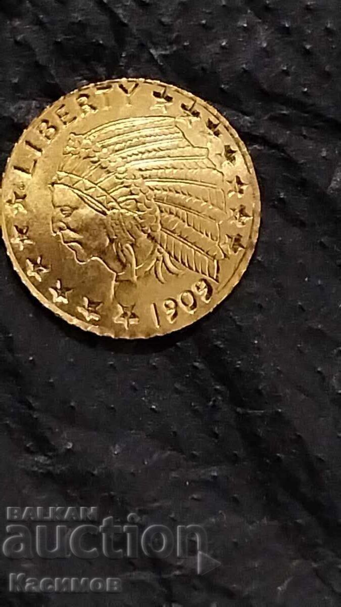 Gold American Rare Coin 5 Dollars 1909! Gold American Rare Coin 5 Dollars 1909!