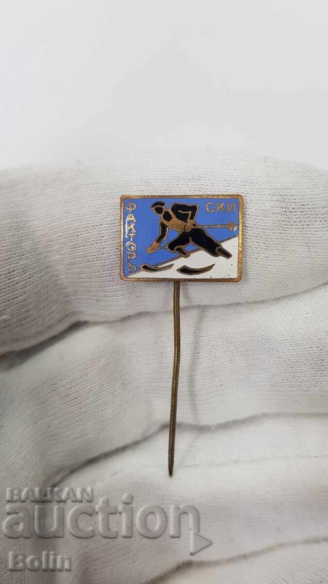 Auction  Rare Royal Badge, "Ski Factor" Sport Pin