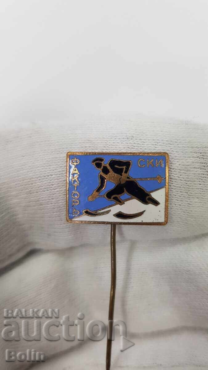 Rare Royal Badge, "Ski Factor" Sport Pin