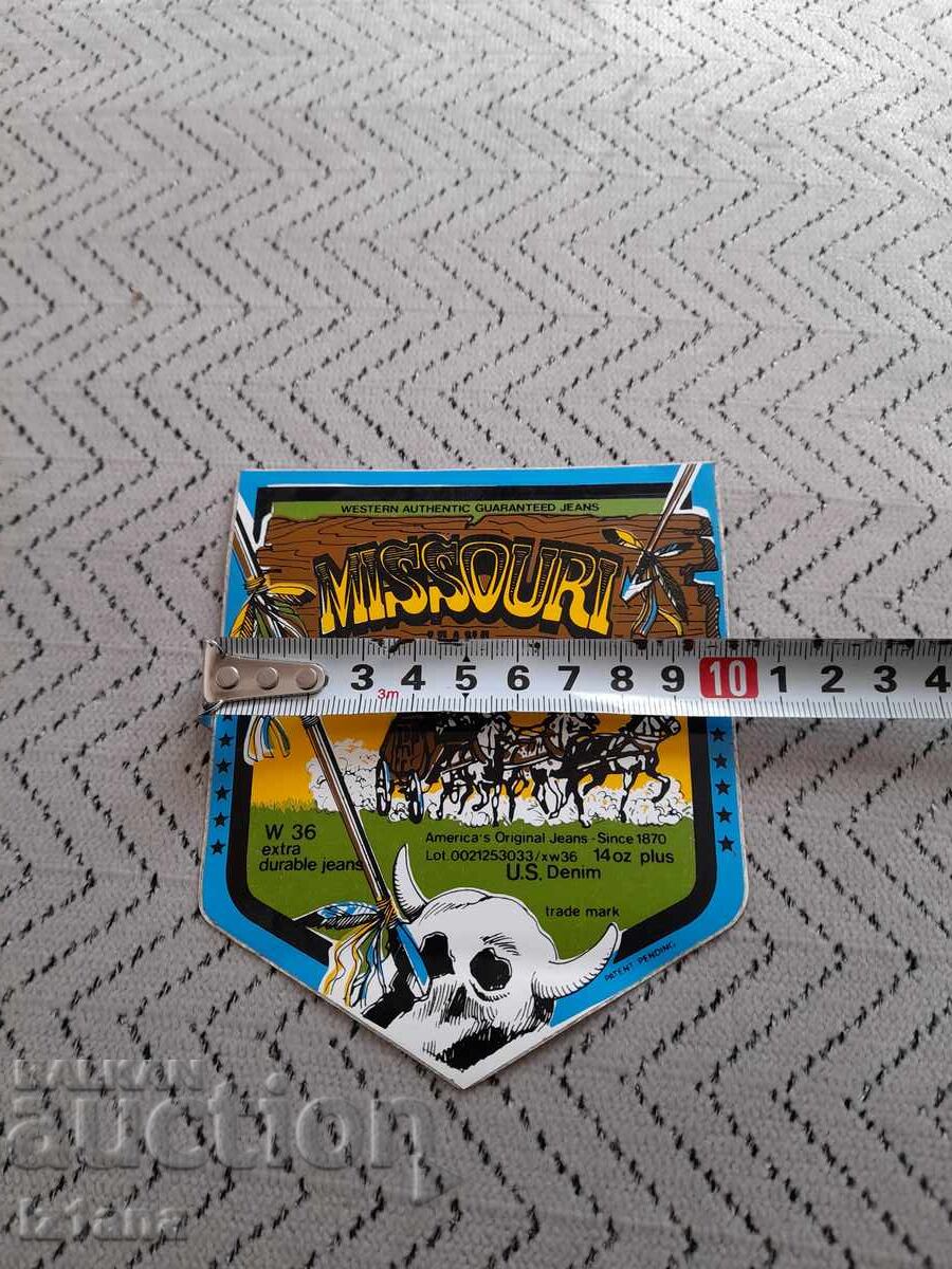 Παλιό αυτοκόλλητο Missouri Jeans με τιμή € 6.00 | 11.73 BGN Παλιό αυτοκόλλητο Missouri Jeans με τιμή € 6.00 | 11.73 BGN