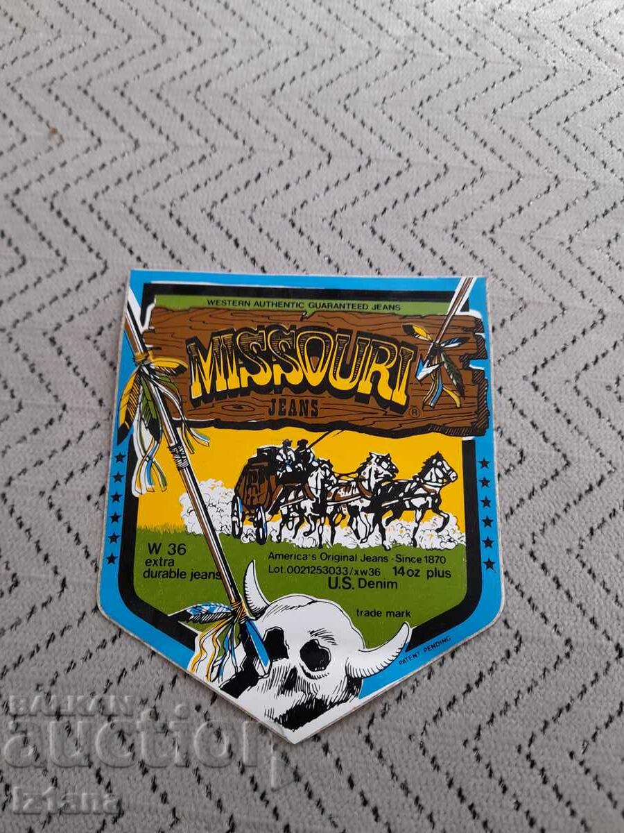 Παλιό αυτοκόλλητο Missouri Jeans Παλιό αυτοκόλλητο Missouri Jeans