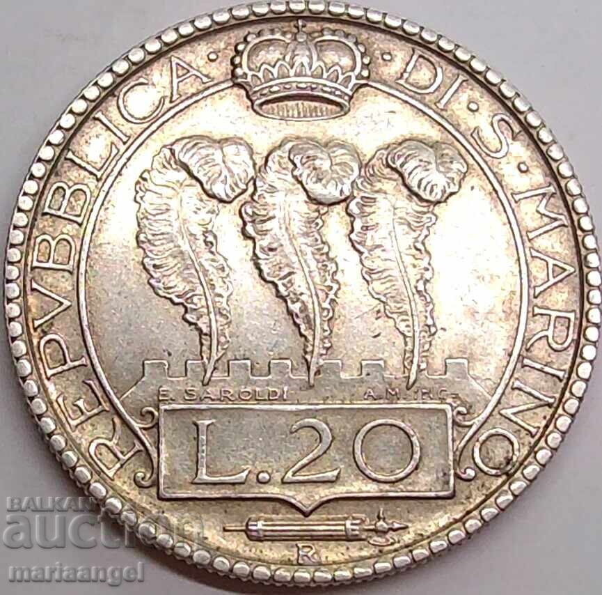 20 λίρες Σαν Μαρίνο 1932 15γρ 800 ασήμι 20 λίρες Σαν Μαρίνο 1932 15γρ 800 ασήμι