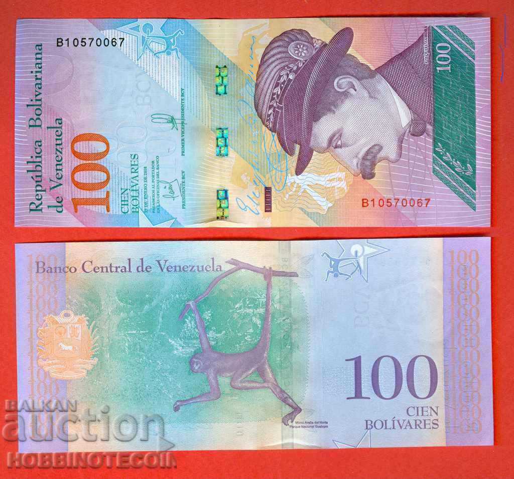 ВЕНЕЦУЕЛА VENEZUELA 100 Боливара issue 15 01 2018 НОВА UNC