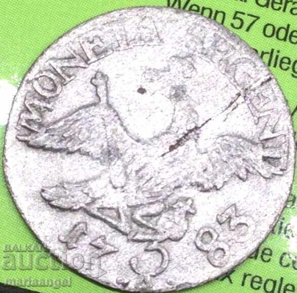 3 гроша 1783 Прусия Фридрих Боруски сребро - 5 3 гроша 1783 Прусия Фридрих Боруски сребро - 5