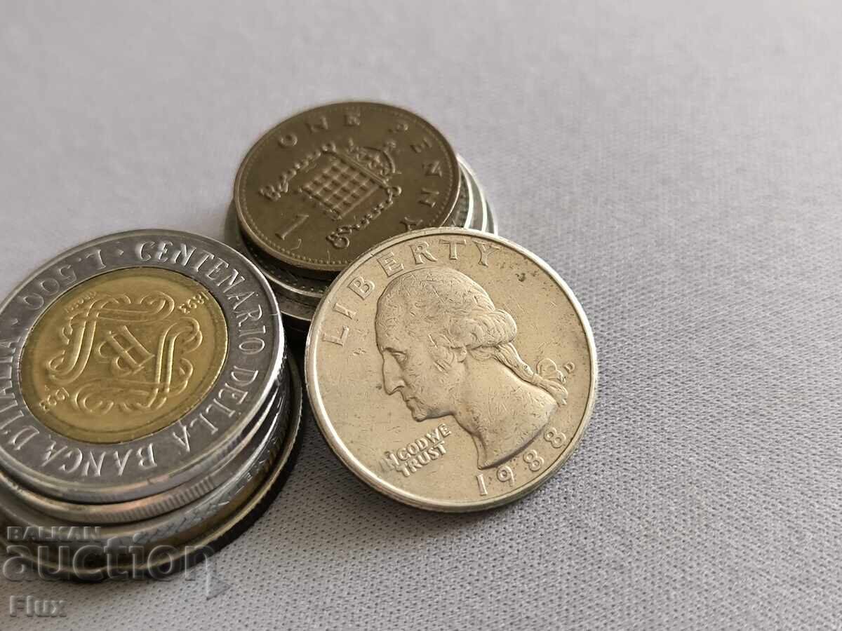 Coin - USA - 1/4 (Quarter) Dollar | 1988 with price € 1.00 | 1.96 BGN Coin - USA - 1/4 (Quarter) Dollar | 1988 with price € 1.00 | 1.96 BGN