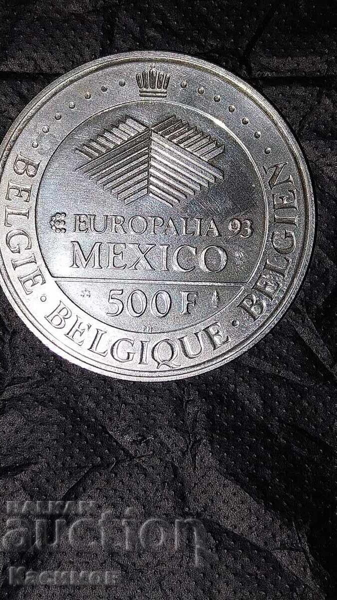 Ασημένιο αναμνηστικό νόμισμα Βελγίου 500 Φράγκα 1993. UNC