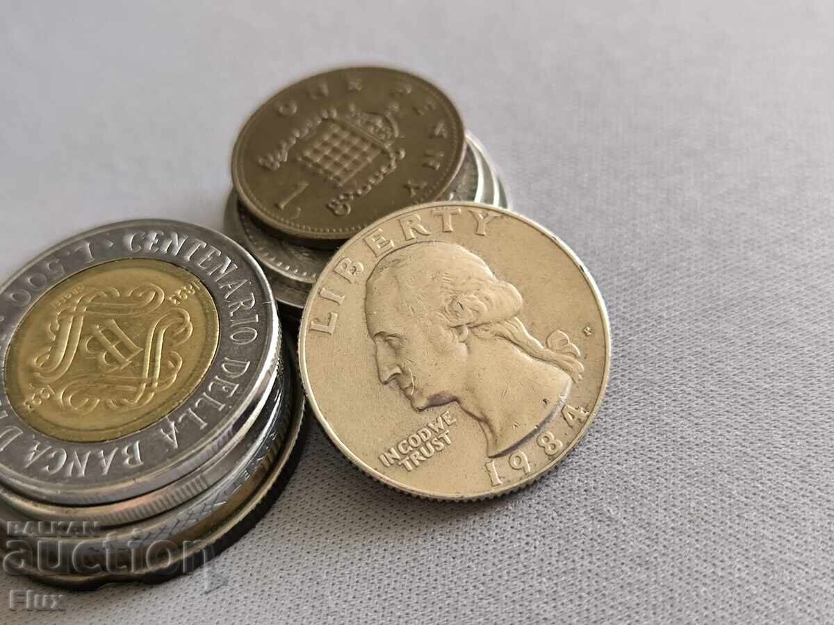 Монета - САЩ - 1/4 (четвърт) долар | 1984г. с цена € 1.00 | 1.96 лв.