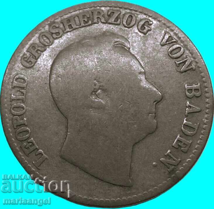 Licitație 1 kreĭtser 1852 Baden Germania Marele Duce Leopold