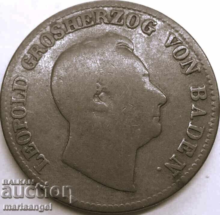 1 кройцер 1852 Баден Германия Грос-Херцог Леополд - 5 1 кройцер 1852 Баден Германия Грос-Херцог Леополд - 5