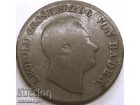 1 кройцер 1852 Баден Германия Грос-Херцог Леополд