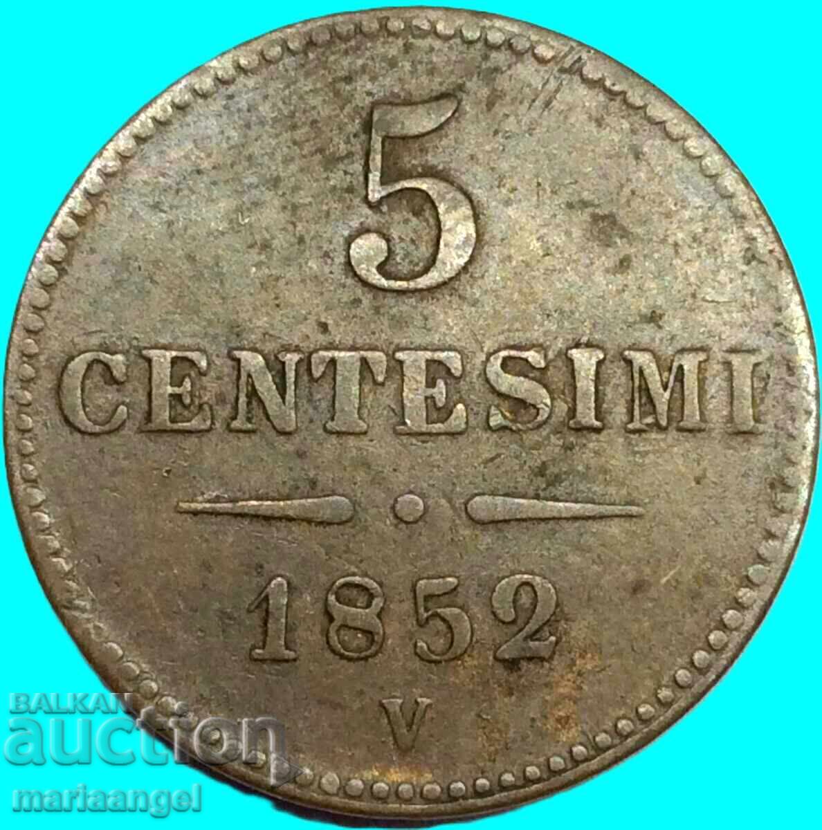 Λομβαρδία Βενετία 5 centesimi 1852 V-Venice Αυστρία για Ιταλ