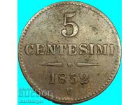 Ломбардия Венеция 5 чентесими 1852 V-Венеция Австрия за Итал