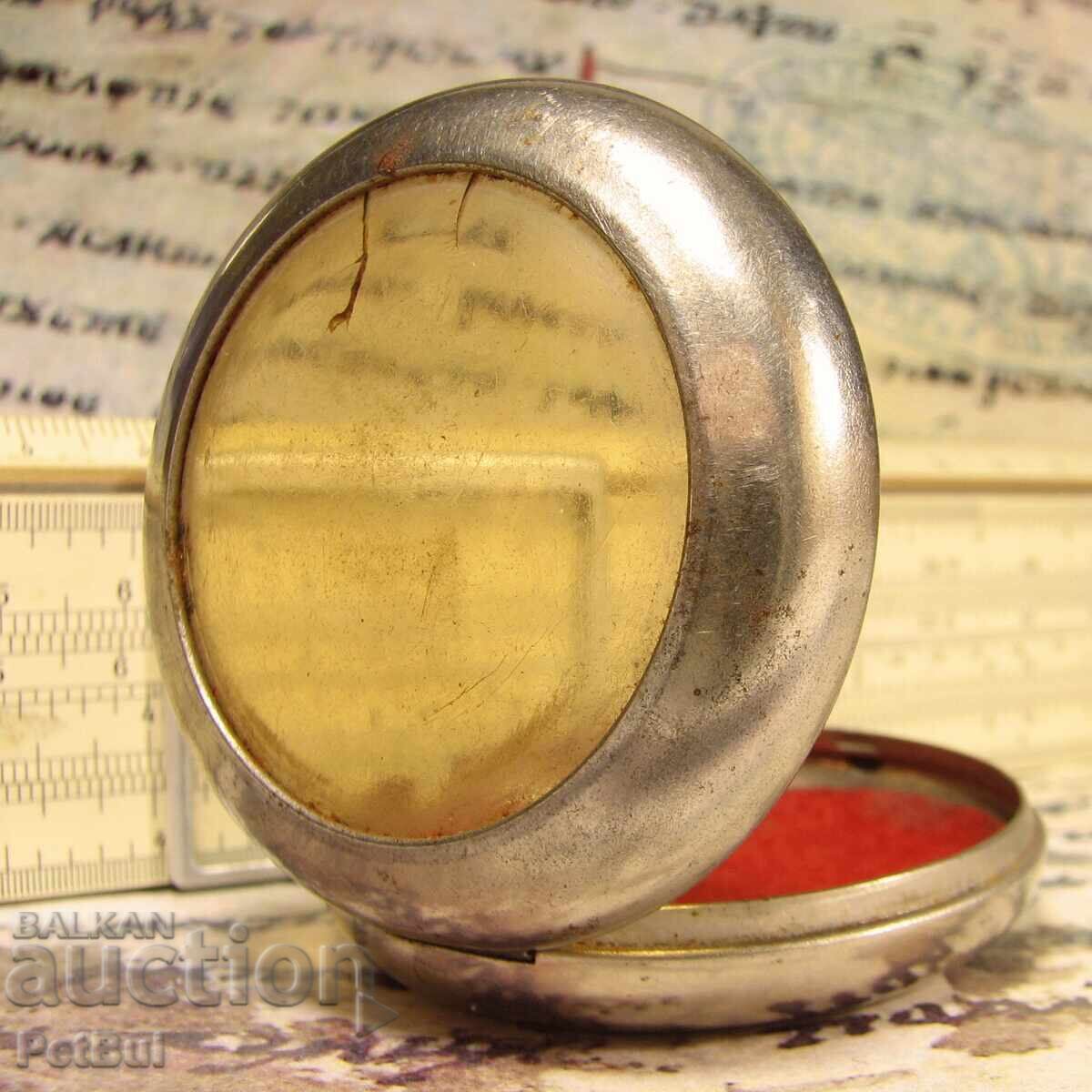 Cutie Veche pentru Ceas de Buzunar Catifea Roșie Marcată