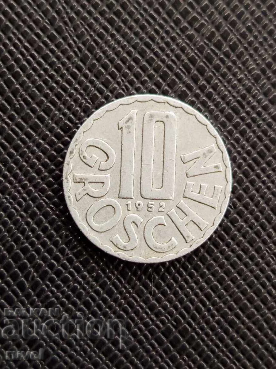 Австрия 10 гроша, 1952 г. Австрия 10 гроша, 1952 г.
